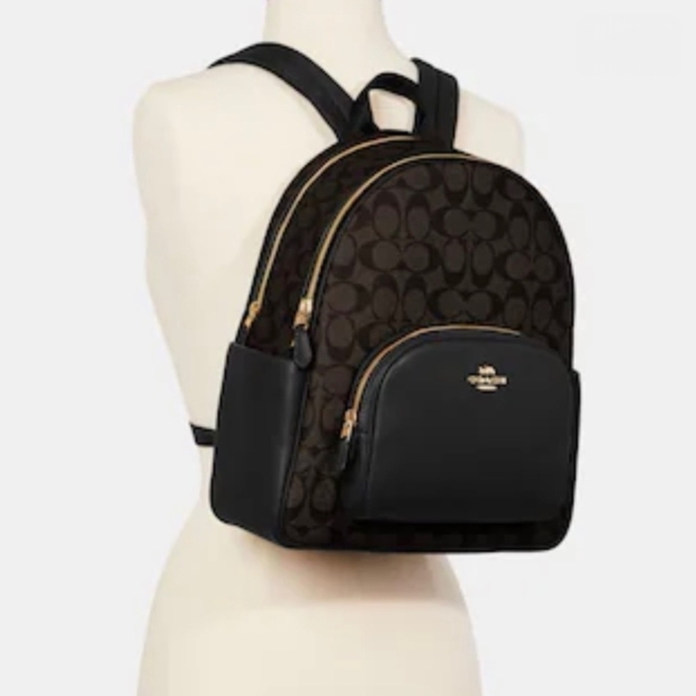 Coach Women's Court Backpack Brown and Black - Picture 2 of 4